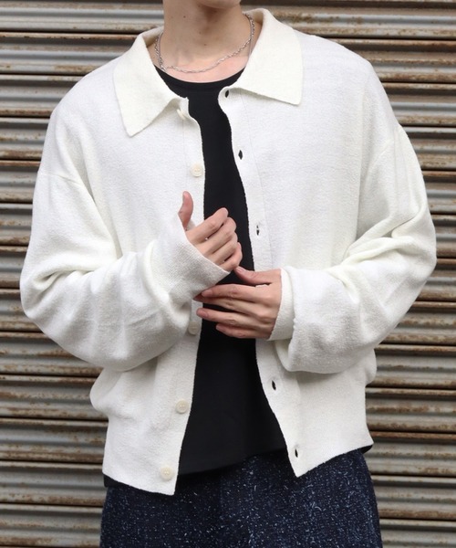 LANDNESS（ランドネス）の「【LANDNESS/ランドネス】BOUCLE KNIT SHIRT CARDIGAN/ ブークレニットシャツカーディガン（カーディガン/ボレロ・メンズ・ホワイト/ブラック/グレー/ブルー・M/L）」の9枚目の写真