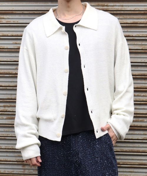 LANDNESS（ランドネス）の「【LANDNESS/ランドネス】BOUCLE KNIT SHIRT CARDIGAN/ ブークレニットシャツカーディガン（カーディガン/ボレロ・メンズ・ホワイト/ブラック/グレー/ブルー・M/L）」の10枚目の写真