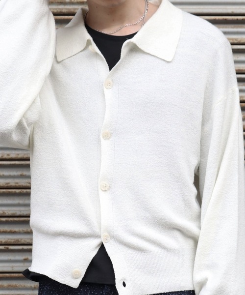 LANDNESS（ランドネス）の「【LANDNESS/ランドネス】BOUCLE KNIT SHIRT CARDIGAN/ ブークレニットシャツカーディガン（カーディガン/ボレロ・メンズ・ホワイト/ブラック/グレー/ブルー・M/L）」の12枚目の写真