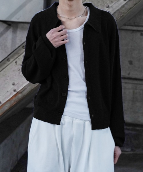 LANDNESS（ランドネス）の「【LANDNESS/ランドネス】BOUCLE KNIT SHIRT CARDIGAN/ ブークレニットシャツカーディガン（カーディガン/ボレロ・メンズ・ホワイト/ブラック/グレー/ブルー・M/L）」の16枚目の写真