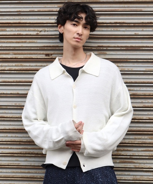 LANDNESS（ランドネス）の「【LANDNESS/ランドネス】BOUCLE KNIT SHIRT CARDIGAN/ ブークレニットシャツカーディガン（カーディガン/ボレロ・メンズ・ホワイト/ブラック/グレー/ブルー・M/L）」の8枚目の写真