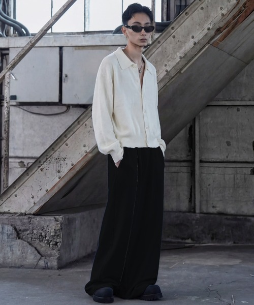 LANDNESS（ランドネス）の「【LANDNESS/ランドネス】BOUCLE KNIT SHIRT CARDIGAN/ ブークレニットシャツカーディガン（カーディガン/ボレロ・メンズ・ホワイト/ブラック/グレー/ブルー・M/L）」の7枚目の写真