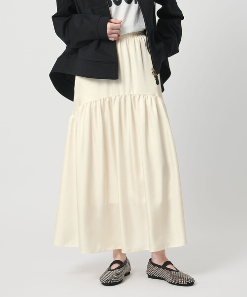 UNITED ARROWS(ユナイテッドアローズ)の「シルクライク ティアード スカート(スカート・レディース・オフホワイト/ブラック/ダークブラウン・38/36)」の8枚目の写真