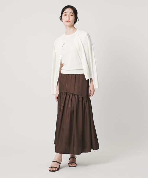 UNITED ARROWS(ユナイテッドアローズ)の「シルクライク ティアード スカート(スカート・レディース・オフホワイト/ブラック/ダークブラウン・38/36)」の12枚目の写真