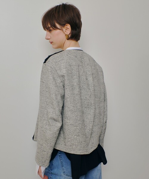 allureville(アルアバイル)の「ミックスツイードノーカラージャケット(ノーカラージャケット・レディース・ブラック/オフホワイト・2/1)」の16枚目の写真