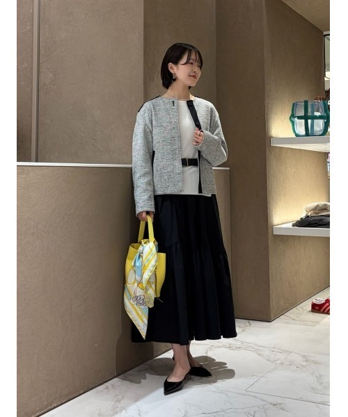 allureville(アルアバイル)の「ミックスツイードノーカラージャケット(ノーカラージャケット・レディース・ブラック/オフホワイト・2/1)」の4枚目の写真