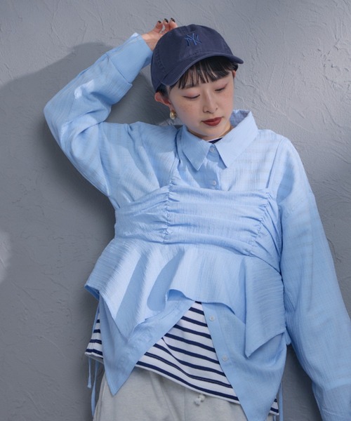 nenom（ネノム）の「[nenom/ネノム] マルチWAY ビスチェセット シャツ（シャツ/ブラウス・レディース・サックスブルー/ピンク/ブラック/オフホワイト・F）」の3枚目の写真