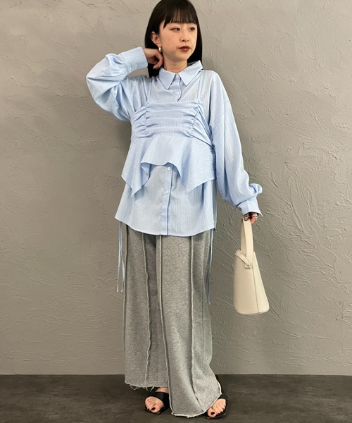 nenom（ネノム）の「[nenom/ネノム] マルチWAY ビスチェセット シャツ（シャツ/ブラウス・レディース・サックスブルー/ピンク/ブラック/オフホワイト・F）」の19枚目の写真