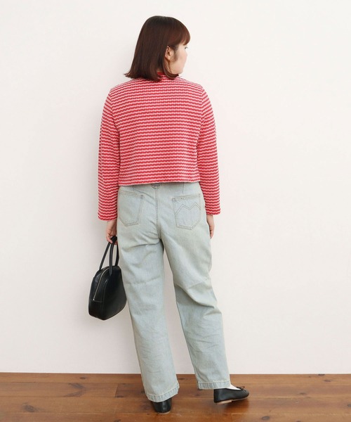 CHILD WOMAN(チャイルドウーマン)の「ドットシャーリングジャガード ショートカーディガン(カーディガン/ボレロ・レディース・ネイビー/レッド・FREE)」の8枚目の写真