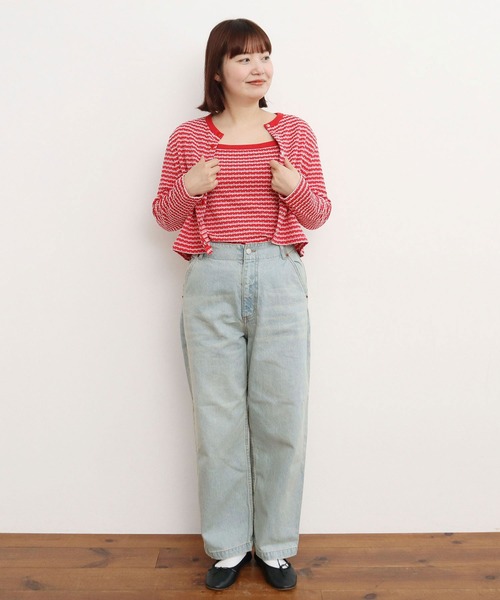 CHILD WOMAN(チャイルドウーマン)の「ドットシャーリングジャガード ショートカーディガン(カーディガン/ボレロ・レディース・ネイビー/レッド・FREE)」の10枚目の写真