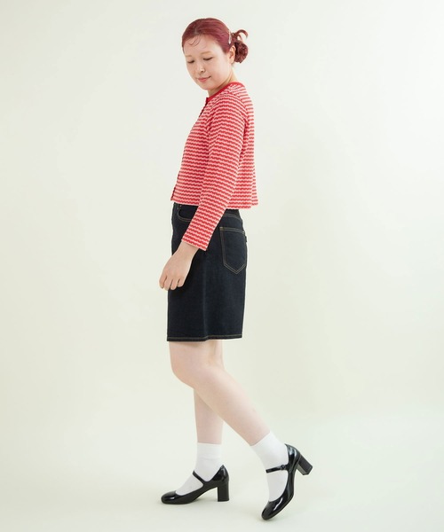 CHILD WOMAN(チャイルドウーマン)の「ドットシャーリングジャガード ショートカーディガン(カーディガン/ボレロ・レディース・ネイビー/レッド・FREE)」の13枚目の写真