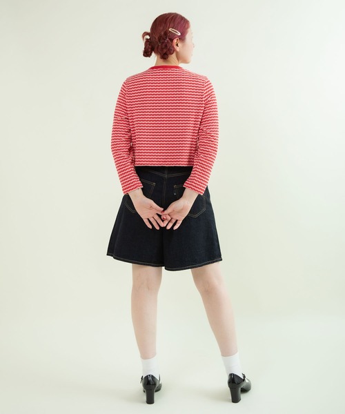 CHILD WOMAN(チャイルドウーマン)の「ドットシャーリングジャガード ショートカーディガン(カーディガン/ボレロ・レディース・ネイビー/レッド・FREE)」の14枚目の写真