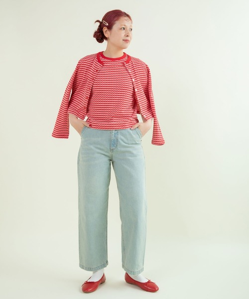 CHILD WOMAN(チャイルドウーマン)の「ドットシャーリングジャガード ショートカーディガン(カーディガン/ボレロ・レディース・ネイビー/レッド・FREE)」の18枚目の写真