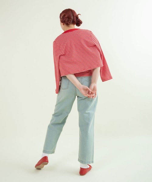 CHILD WOMAN(チャイルドウーマン)の「ドットシャーリングジャガード ショートカーディガン(カーディガン/ボレロ・レディース・ネイビー/レッド・FREE)」の20枚目の写真