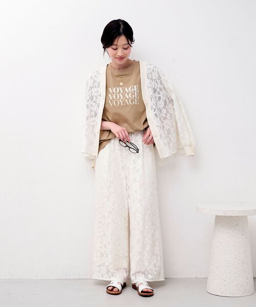 le.coeur blanc（ルクールブラン）の「フラワーメッシュレースワイドパンツ（その他パンツ・レディース・オフホワイト/ブラック・38）」の18枚目の写真