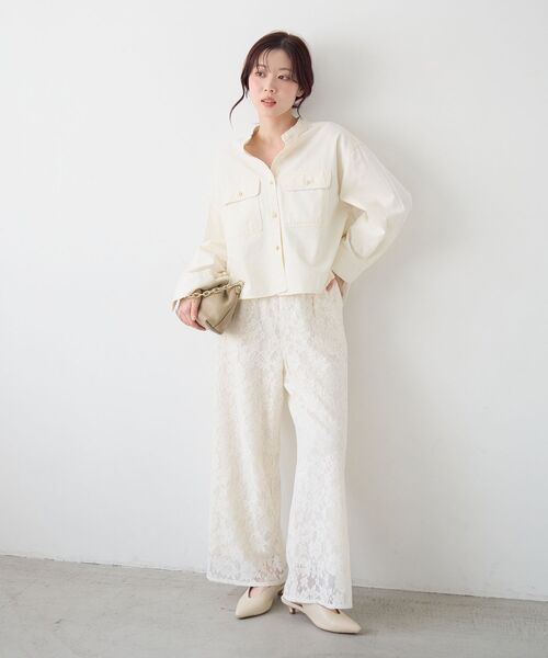 le.coeur blanc（ルクールブラン）の「フラワーメッシュレースワイドパンツ（その他パンツ・レディース・オフホワイト/ブラック・38）」の19枚目の写真