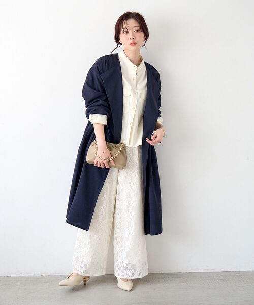 le.coeur blanc（ルクールブラン）の「フラワーメッシュレースワイドパンツ（その他パンツ・レディース・オフホワイト/ブラック・38）」の21枚目の写真