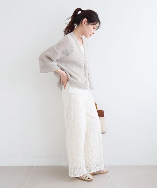 le.coeur blanc（ルクールブラン）の「フラワーメッシュレースワイドパンツ（その他パンツ・レディース・オフホワイト/ブラック・38）」の19枚目の写真
