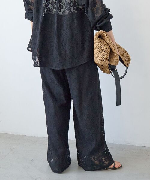 le.coeur blanc（ルクールブラン）の「フラワーメッシュレースワイドパンツ（その他パンツ・レディース・オフホワイト/ブラック・38）」の6枚目の写真