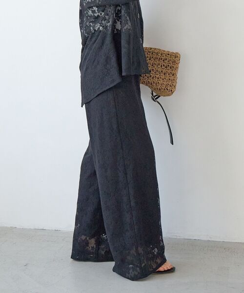 le.coeur blanc（ルクールブラン）の「フラワーメッシュレースワイドパンツ（その他パンツ・レディース・オフホワイト/ブラック・38）」の7枚目の写真