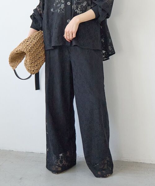 le.coeur blanc（ルクールブラン）の「フラワーメッシュレースワイドパンツ（その他パンツ・レディース・オフホワイト/ブラック・38）」の8枚目の写真