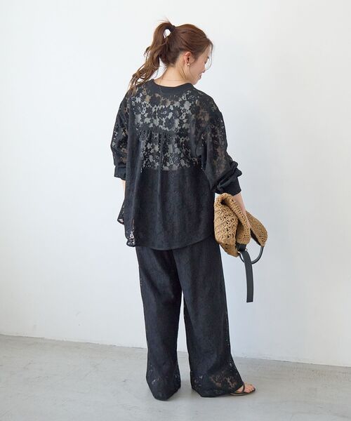 le.coeur blanc（ルクールブラン）の「フラワーメッシュレースワイドパンツ（その他パンツ・レディース・オフホワイト/ブラック・38）」の13枚目の写真