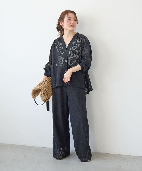 le.coeur blanc（ルクールブラン）の「フラワーメッシュレースワイドパンツ（その他パンツ・レディース・オフホワイト/ブラック・38）」の15枚目の写真