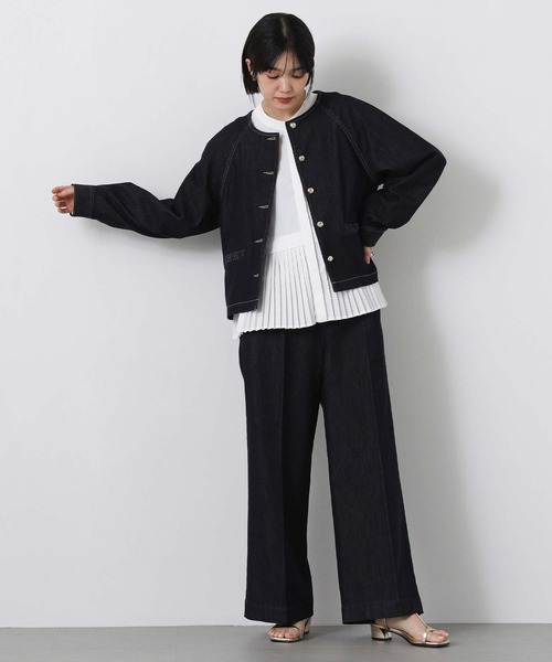 Gready Brilliant(グレディブリリアン)の「ツイル裾プリーツバンドカラーブラウス(シャツ/ブラウス・レディース・ネイビー/オフホワイト・FREE)」の12枚目の写真