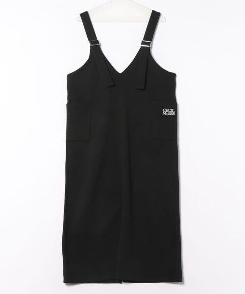 CECIL McBEE（セシルマクビー）の「斜めストライプ柄ふくれジャガード刺繍ロゴジャンスカ（ワンピース・レディース・チャコールグレー/ブラック・LARGE/MEDIUM）」の2枚目の写真