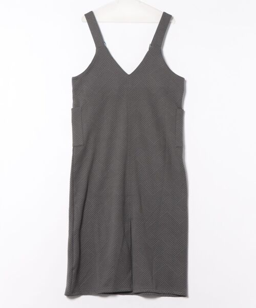 CECIL McBEE（セシルマクビー）の「斜めストライプ柄ふくれジャガード刺繍ロゴジャンスカ（ワンピース・レディース・チャコールグレー/ブラック・LARGE/MEDIUM）」の3枚目の写真