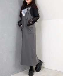 CECIL McBEE（セシルマクビー）の「斜めストライプ柄ふくれジャガード刺繍ロゴジャンスカ（ワンピース）」