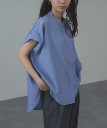 【ANNA LUNA】 ゆったりシルエット の フレンチスリーブ バンドカラー ブラウス