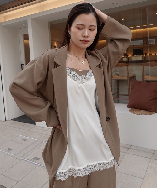 CORNERS(コーナーズ)の「マットサテンレースキャミソール(キャミソール・レディース・ブラック/アイボリー・M)」の10枚目の写真