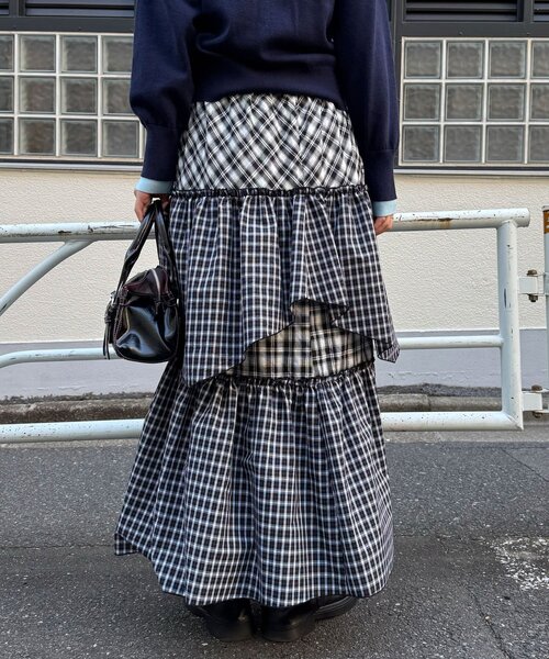 CIAOPANIC（チャオパニック）の「2WAYアソートチェックティアードキャミワンピース／スカート（ワンピース・レディース・サックスブルー/ブラック/ベージュ・ONE SIZE）」の6枚目の写真