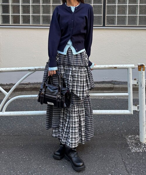 CIAOPANIC（チャオパニック）の「2WAYアソートチェックティアードキャミワンピース／スカート（ワンピース・レディース・サックスブルー/ブラック/ベージュ・ONE SIZE）」の7枚目の写真