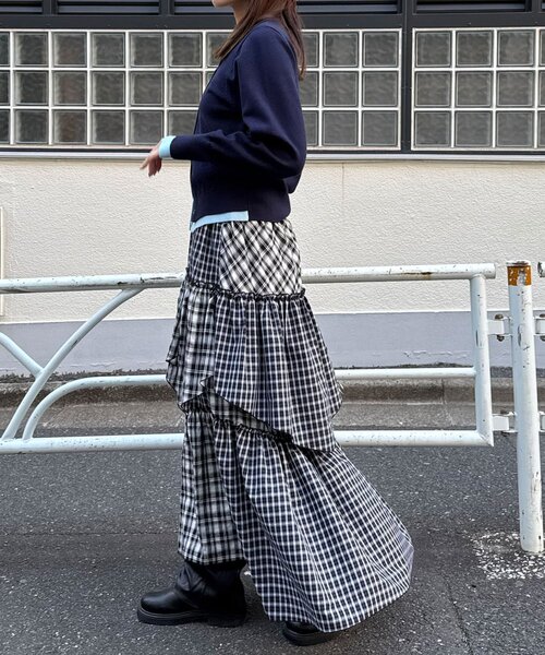 CIAOPANIC（チャオパニック）の「2WAYアソートチェックティアードキャミワンピース／スカート（ワンピース・レディース・サックスブルー/ブラック/ベージュ・ONE SIZE）」の8枚目の写真