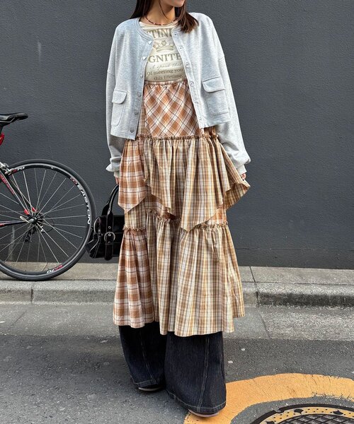 CIAOPANIC（チャオパニック）の「2WAYアソートチェックティアードキャミワンピース／スカート（ワンピース・レディース・サックスブルー/ブラック/ベージュ・ONE SIZE）」の13枚目の写真