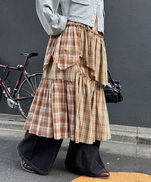 CIAOPANIC（チャオパニック）の「2WAYアソートチェックティアードキャミワンピース／スカート（ワンピース・レディース・サックスブルー/ブラック/ベージュ・ONE SIZE）」の18枚目の写真