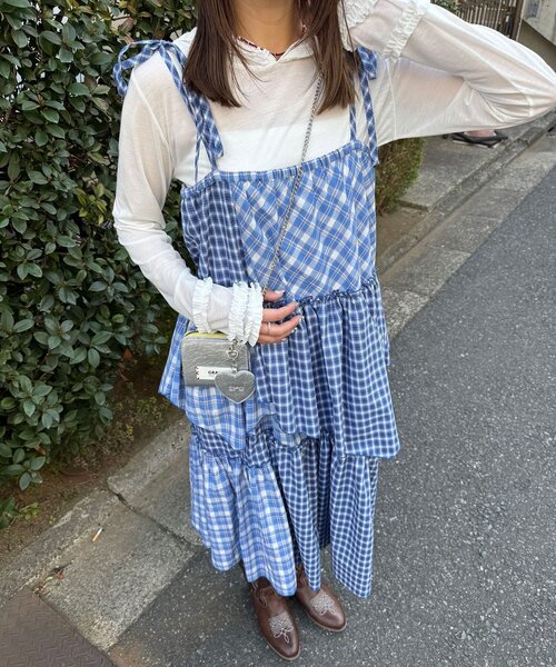 CIAOPANIC（チャオパニック）の「2WAYアソートチェックティアードキャミワンピース／スカート（ワンピース・レディース・サックスブルー/ブラック/ベージュ・ONE SIZE）」の22枚目の写真