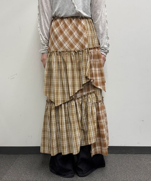 CIAOPANIC（チャオパニック）の「2WAYアソートチェックティアードキャミワンピース／スカート（ワンピース・レディース・サックスブルー/ブラック/ベージュ・ONE SIZE）」の8枚目の写真