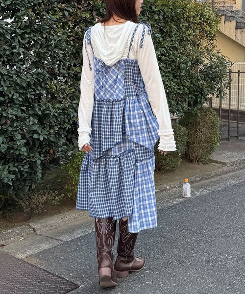 CIAOPANIC（チャオパニック）の「2WAYアソートチェックティアードキャミワンピース／スカート（ワンピース・レディース・サックスブルー/ブラック/ベージュ・ONE SIZE）」の19枚目の写真