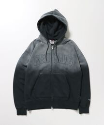 【BEN DAVIS(ベンデイビス)】LETTERS FADED ZIP HOODIE / 共布ワッペン フーディ ダブルジップ 刺繍 ヘビーウェイト ジップパーカー 裏起毛 ≪セットアップ着用可能≫