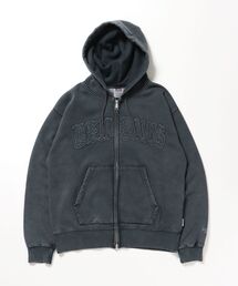 【BEN DAVIS(ベンデイビス)】LETTERS FADED ZIP HOODIE / 共布ワッペン フーディ ダブルジップ 刺繍 ヘビーウェイト ジップパーカー 裏起毛 ≪セットアップ着用可能≫