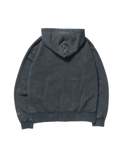 BEN DAVIS(ベンデイビス)の「【BEN DAVIS(ベンデイビス)】LETTERS FADED ZIP HOODIE / 共布ワッペン フーディ ダブルジップ 刺繍 ヘビーウェイト ジップパーカー 裏起毛 ≪セットアップ着用可能≫(パーカー・メンズ・ブラック系その他/ブラック・MEDIUM/LARGE)」の4枚目の写真