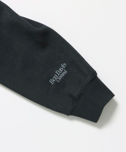 BEN DAVIS(ベンデイビス)の「【BEN DAVIS(ベンデイビス)】LETTERS FADED ZIP HOODIE / 共布ワッペン フーディ ダブルジップ 刺繍 ヘビーウェイト ジップパーカー 裏起毛 ≪セットアップ着用可能≫(パーカー・メンズ・ブラック系その他/ブラック・MEDIUM/LARGE)」の14枚目の写真