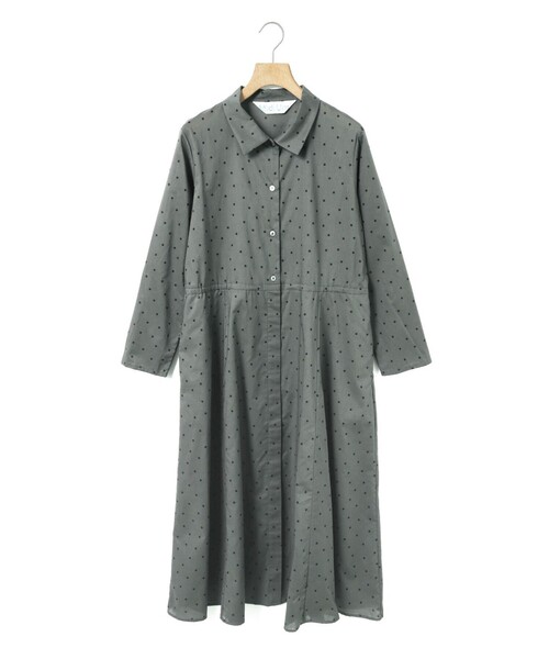 MidiUmi(ミディウミ)の「MidiUmi ウエスト切り替えドットワンピース(ワンピース・レディース・チャコールグレー/ブラック・FREE)」の1枚目の写真