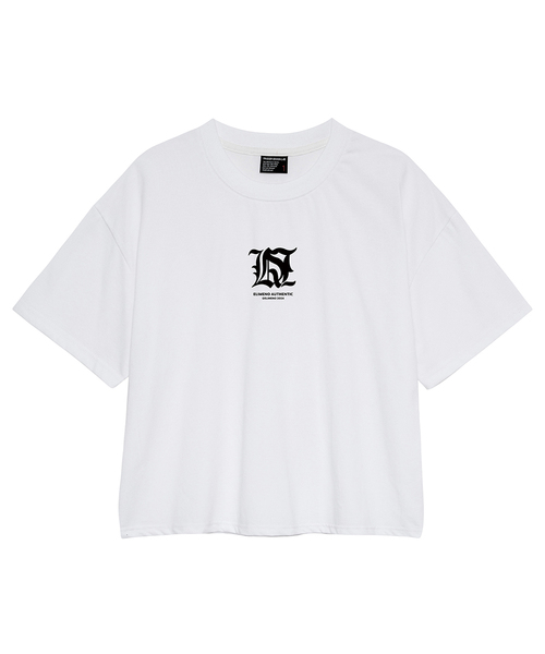 ELIMENO(エリメノ)の「EL エルエスエル メンズ クロップ半袖Tシャツ 3カラー(Tシャツ/カットソー・メンズ・ホワイト/ブラック/グレー・1/2/3)」の2枚目の写真
