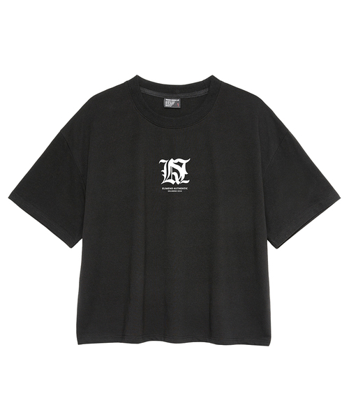 ELIMENO(エリメノ)の「EL エルエスエル メンズ クロップ半袖Tシャツ 3カラー(Tシャツ/カットソー・メンズ・ホワイト/ブラック/グレー・1/2/3)」の1枚目の写真