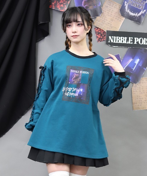 NIBBLE POISON(ニブルポイズン)の「ノーティーベアーカットプルオーバー(Tシャツ/カットソー・レディース・パープル/グリーン/ブラック・MEDIUM)」の3枚目の写真