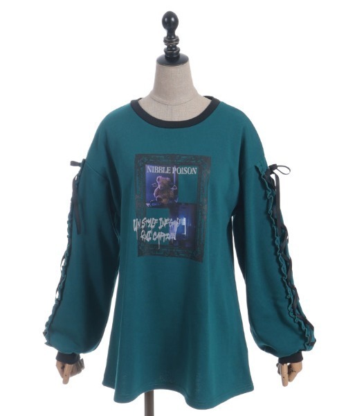 NIBBLE POISON(ニブルポイズン)の「ノーティーベアーカットプルオーバー(Tシャツ/カットソー・レディース・パープル/グリーン/ブラック・MEDIUM)」の18枚目の写真